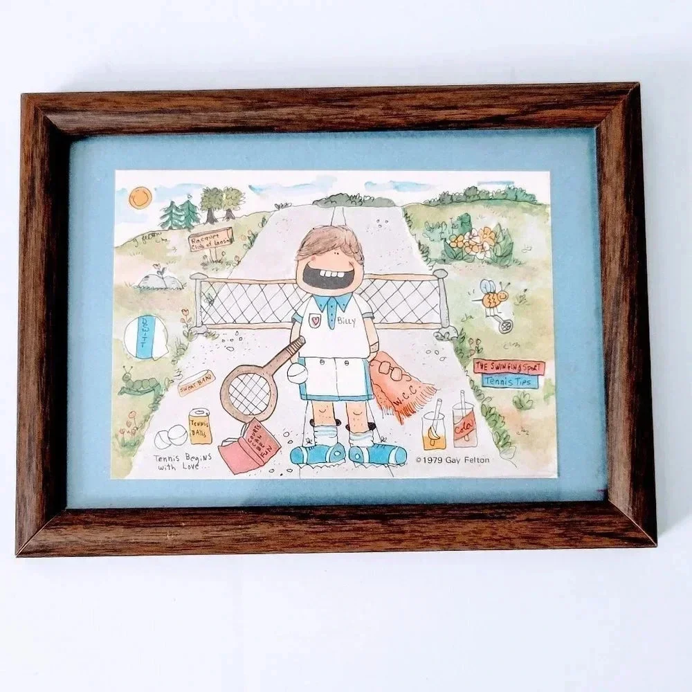 Gay Felton Tennis Begins With Love Framed Art 1979